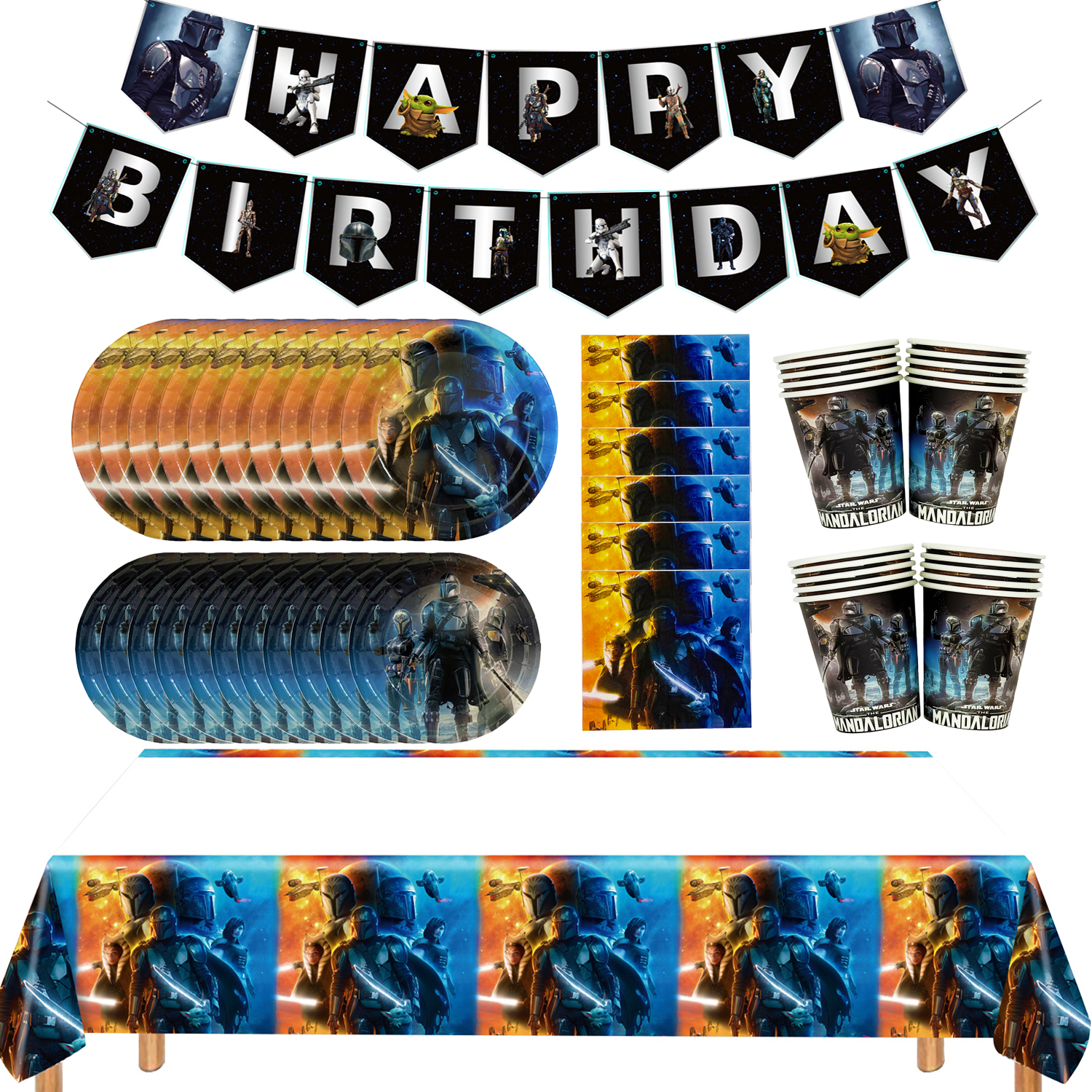 尤达曼达洛人主题派对装饰餐具