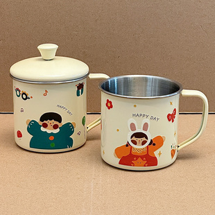 食品级儿童水杯 316不锈钢幼儿园宝宝杯子盖子牛奶杯口杯带盖