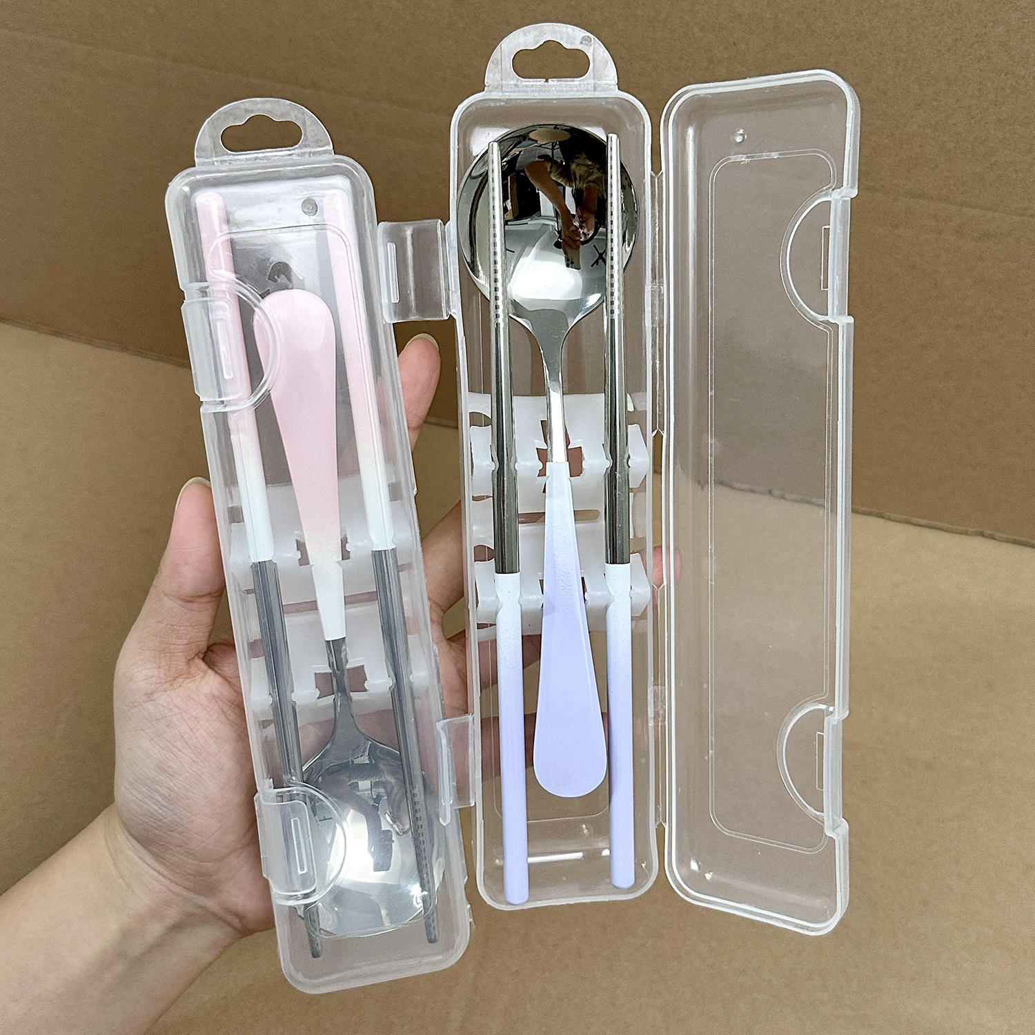 挖到宝啦！不锈钢筷子勺子套装便携餐具盒小学生一人用餐具收纳盒