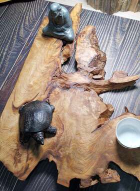 千年风化香杉木瘤干泡台茶盘底座