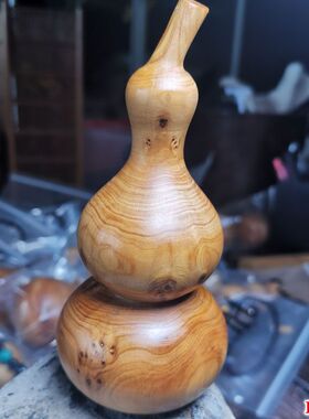 太行崖柏手工木雕风水葫芦手把件