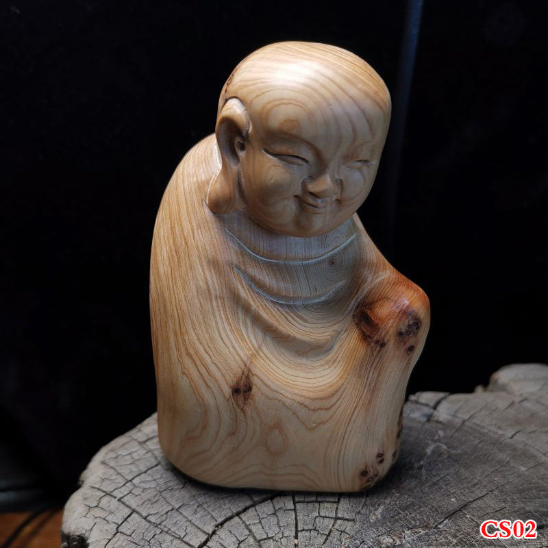 太行崖柏虎皮纹料手雕财神手把件图片