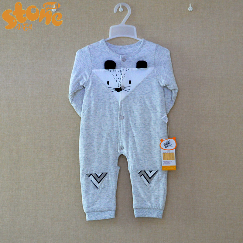 小石头开裆夹棉保暖爬服婴儿装