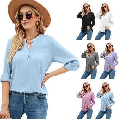 hotsale fashion plus zipper neck sexy tops chiffon pullover