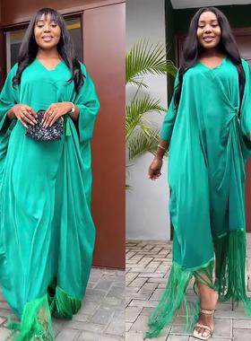 davedi minimalist black tassel dress women loose dress