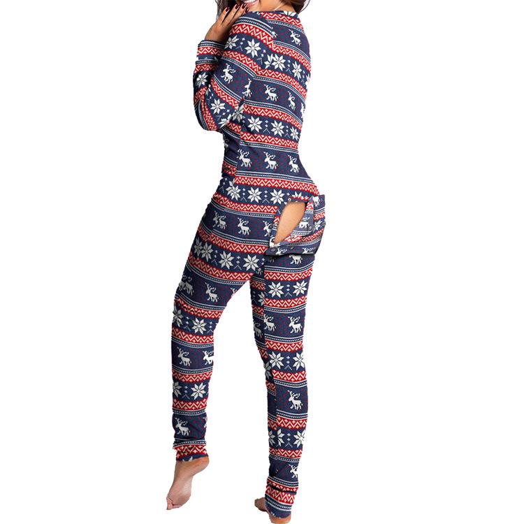 pyjama open womens christmas outfit button-down jumpsuit