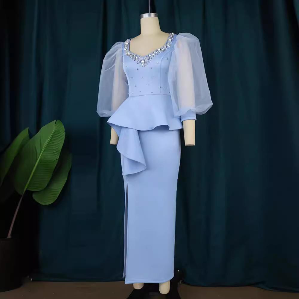 Elegant See-through Skirt Lantern Dress Dress Step Sleeve