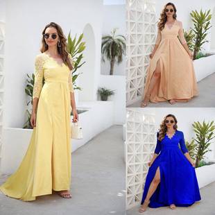 Lace dress wedding for size V-neck trailing plus women