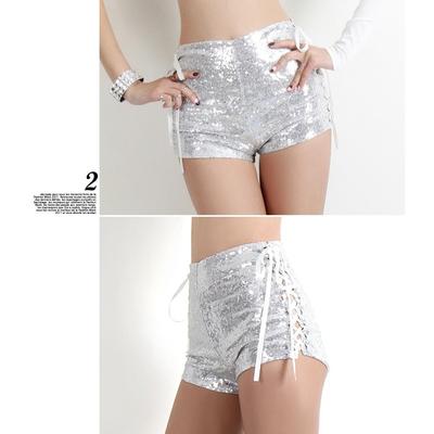 trend summer women shorts sequin hollow straps sexy waist