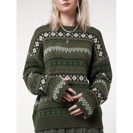 vintage sweaters women pullover winter striped jumpers
