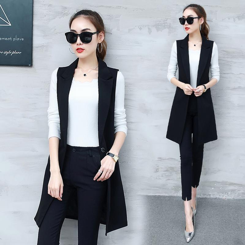 jacket women mid-length slim-fitting sleeveless vest for