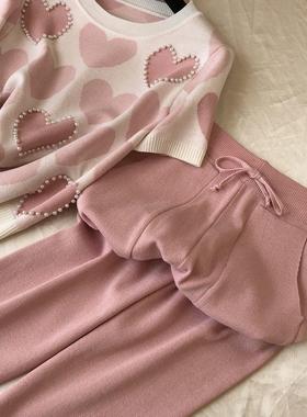 suit two-piece knitted pants short-sleeved temperament