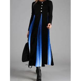 color quarter neck three dress sleeves contrast swing