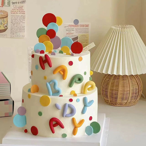 happybirthday生日快乐英文字母蛋糕装饰彩色软胶61六一儿童节