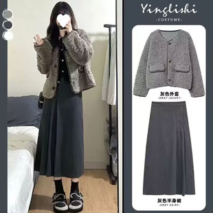 小香风羊羔毛短款外套女秋冬加厚高级感慵懒风独特漂亮羊羔绒上衣