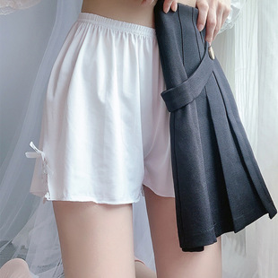 jk安全裤女防走光可外穿薄款夏季宽松冰丝白色蕾丝打底短裤