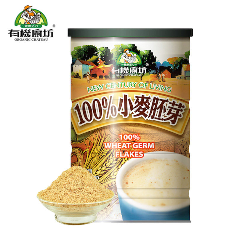 台湾有机厨坊小麦胚芽片营养非低脂代早餐非粉烘焙即食冲饮熟麦片
