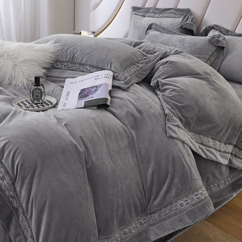 轻奢风婴儿绒加厚四件套双面