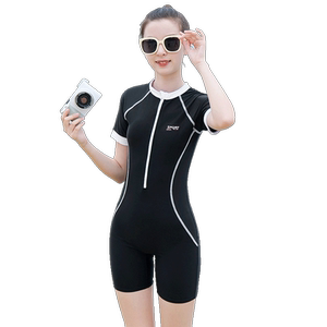 女童连体泳衣2024新款中大儿童初中学生保守胸垫青少年女孩游泳衣