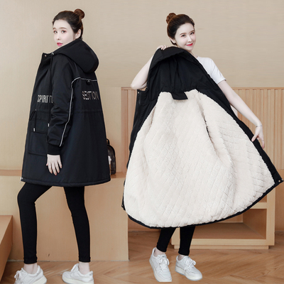 胖mm大码保暖加绒加厚棉衣棉服冬装新款230斤羊羔毛派克服外套女