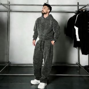 纹套装 加绒加厚老钱风格 复古宽松 冬季 2025H·K美狮潮牌时尚