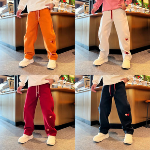 休闲裤 冬季 百搭加绒加厚松紧腰撞色抽绳宽松男款 植绒贴布时尚 新款