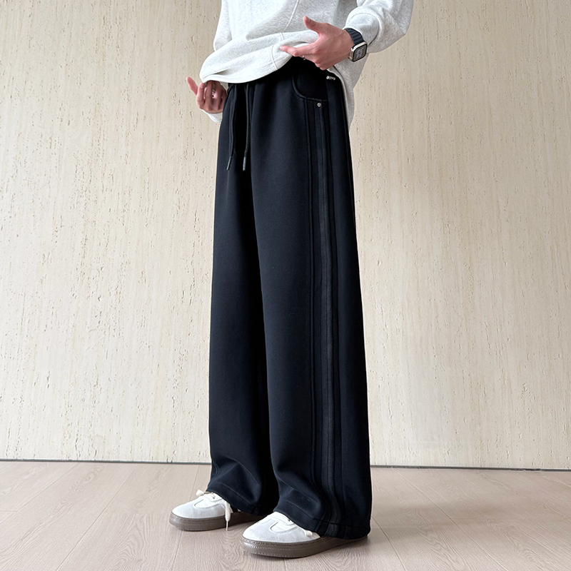 MTVO冬季加绒水洗卡尔棉直筒休闲裤子百搭青少年潮流卫裤25126