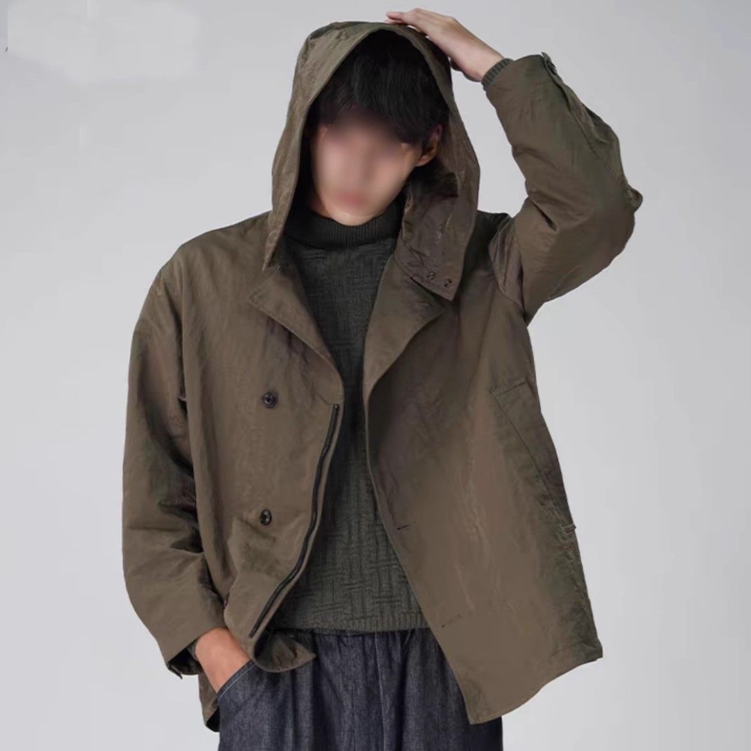 北纬三十度软壳风衣男士多口袋秋季户外中长款连帽工装夹克外套