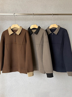 【冬季磨毛加厚半拉链翻领卫衣】百搭舒适翻领卫衣87306