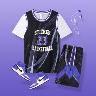 篮球服女生美式高颜值假两件套装女款定制初高中生比赛班级运动会