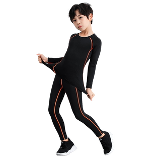 运动紧身衣男童冬天内搭训练长袖秋冬打底套装篮球速干健身跑步服