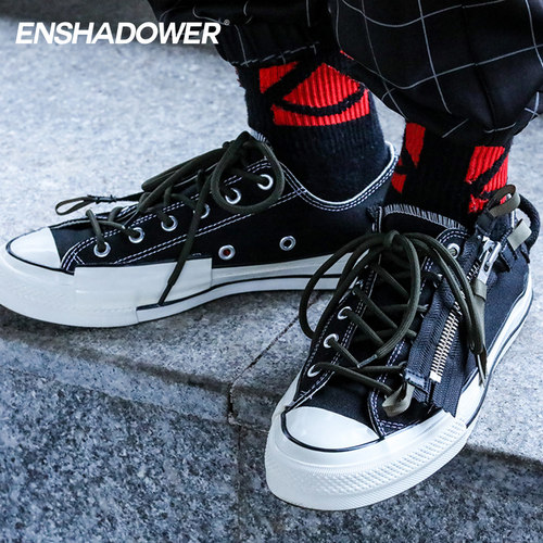 ENshadower帆布鞋隐蔽帮侧拉链