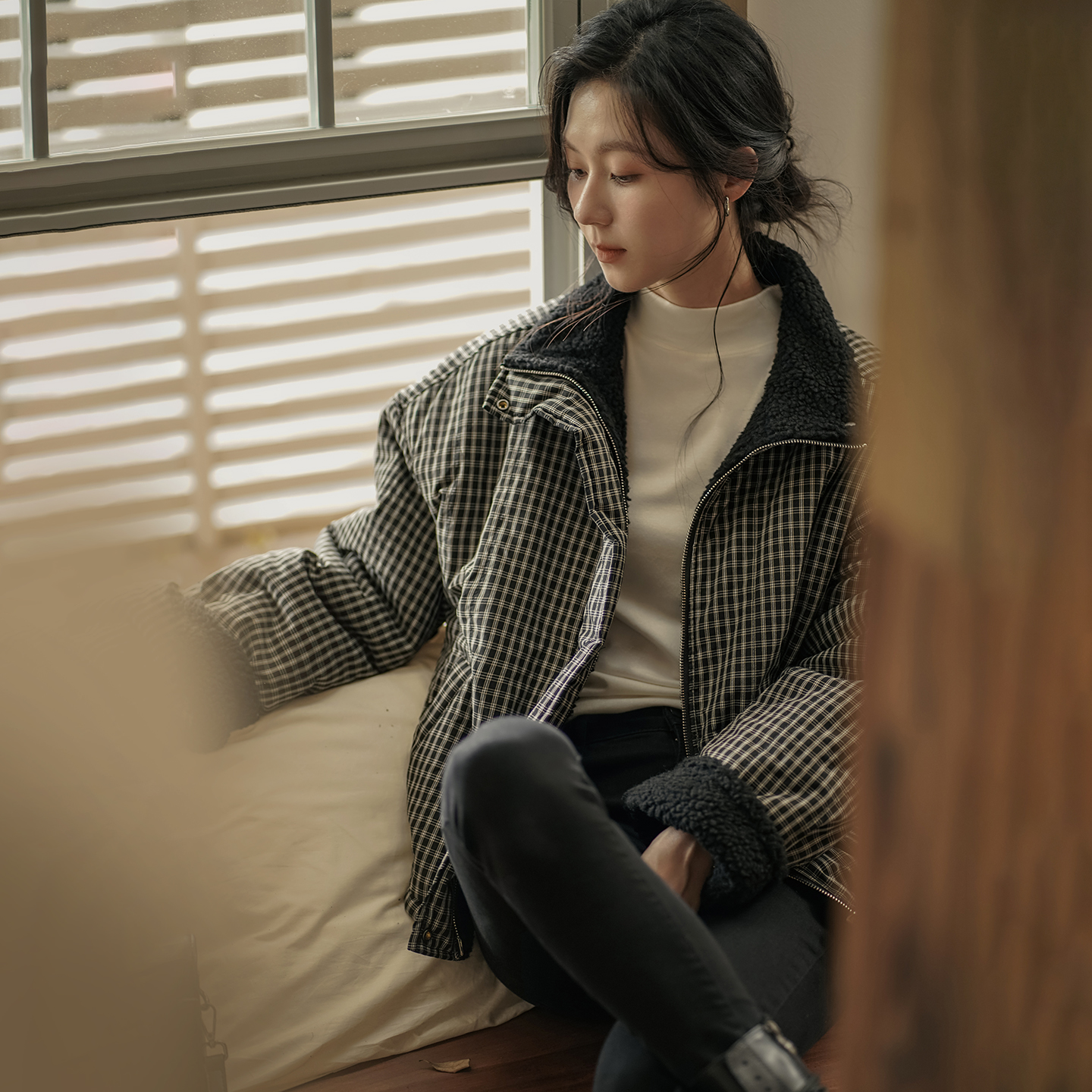 无谓韩式文艺2025冬新款女装宽松两面穿加厚仿羊羔毛棉服女外套