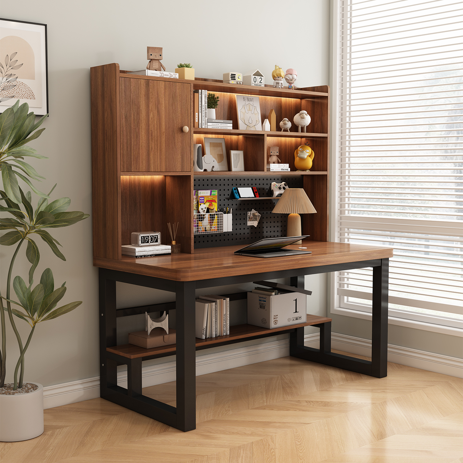 电脑桌实木带洞洞板热销10000+