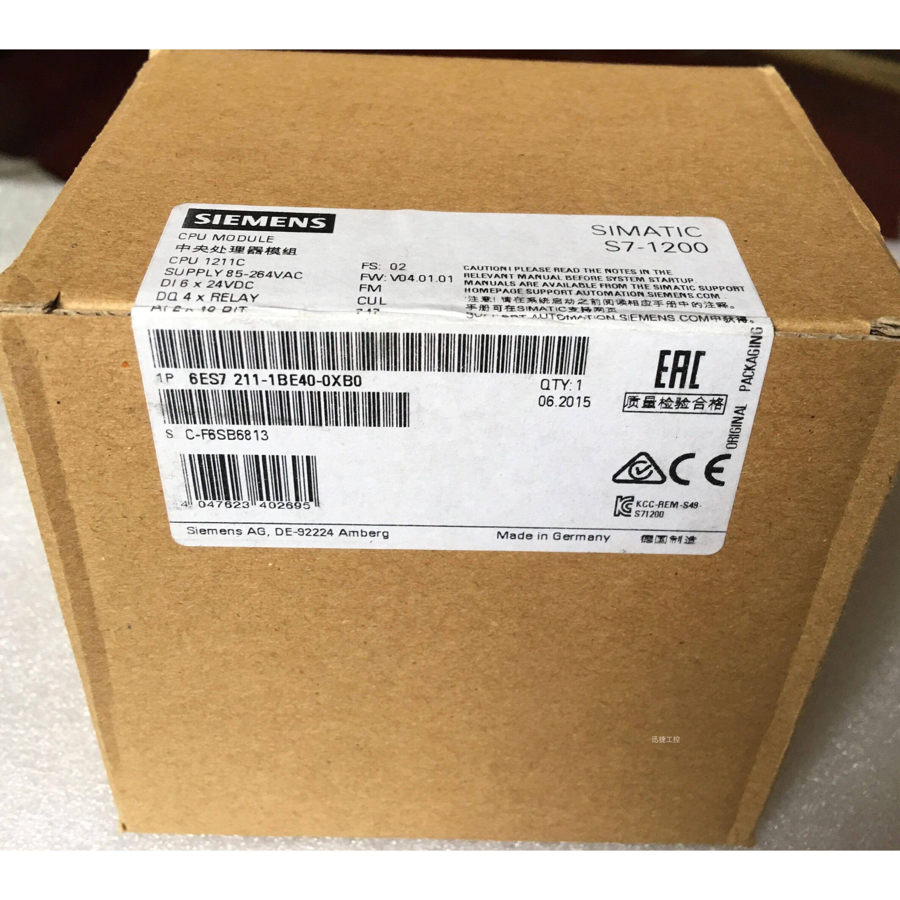 6ES7211-1BE40-0XB0西门子S7-1200CPU1211C紧凑型CPUAC/DC/继电器