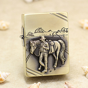 zippo正品1935精雕贴章万宝路遛马贴章防风煤油男士之宝打火机zp