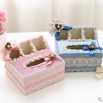 高档绒布布艺纸巾盒 多功能手机遥控器桌面收纳盒 抽纸盒欧式创意