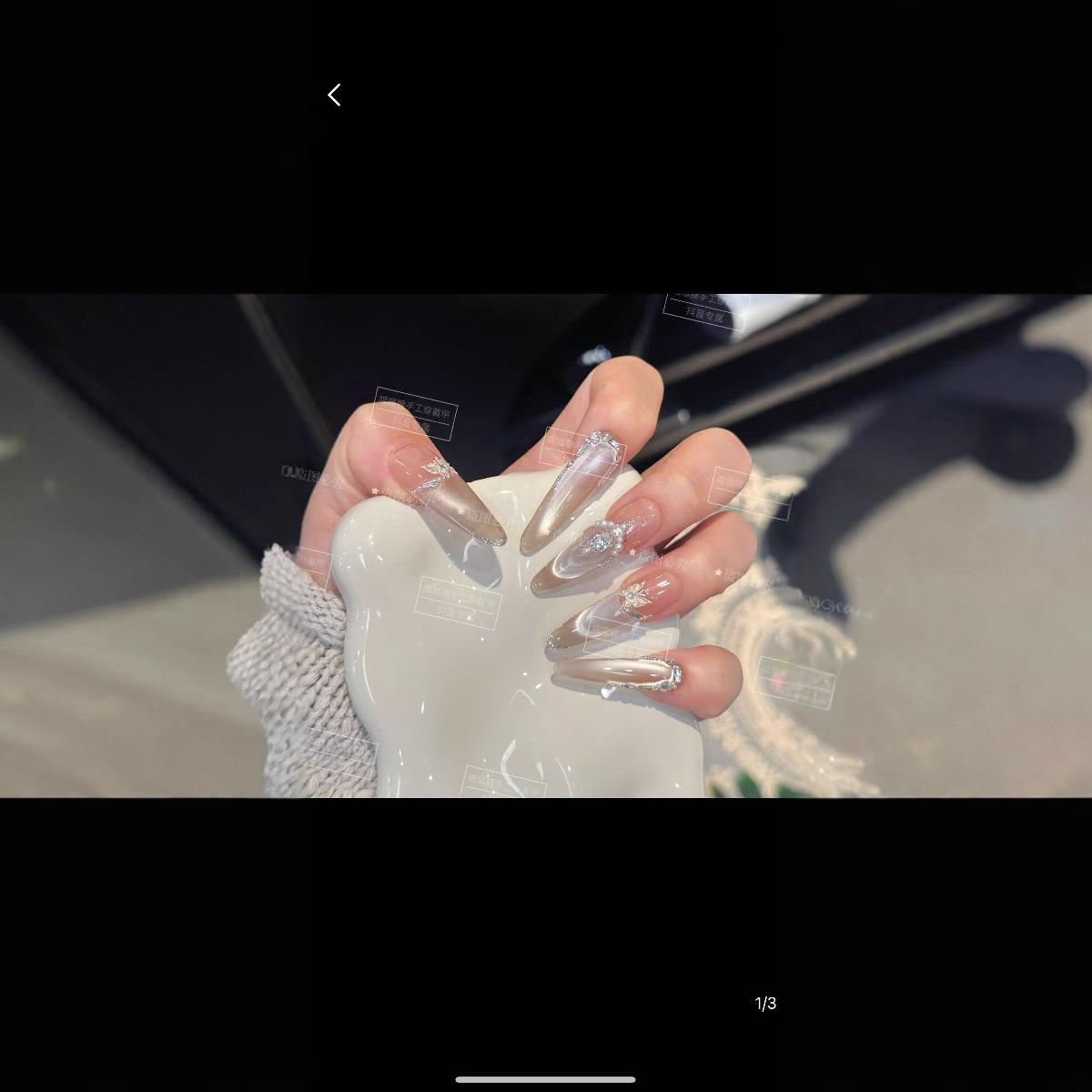 【波光灵蝶】纯手工高定猫眼手工穿戴甲气质美甲百搭仙女款