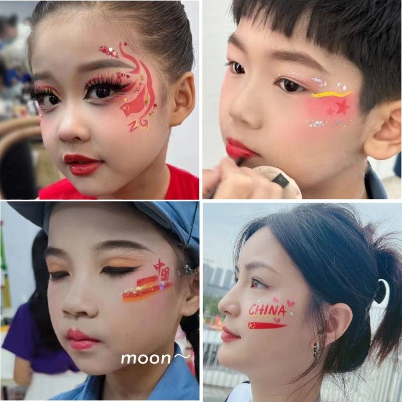 运动会脸部彩绘学生校运会脸上装饰贴儿童表演妆容脸贴手臂纹身贴