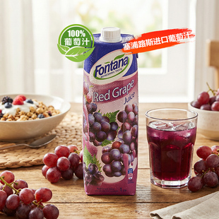 丰塔娜Fontana塞浦路斯原装进口大瓶果汁橙汁葡萄汁多口味1L12瓶