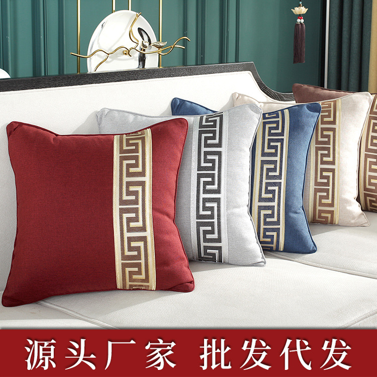 实体热销中式仿棉麻抱枕汽车软靠垫办公室椅子腰枕沙发靠背枕