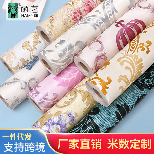 .wallpaper欧式pvc墙纸防水壁纸自粘客厅背景卧室墙布自贴