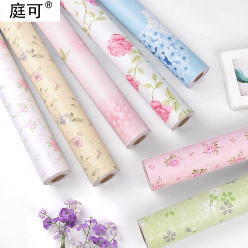 .PVC壁纸自粘田园复古大花背景墙布卧室客厅装饰防水自贴墙纸