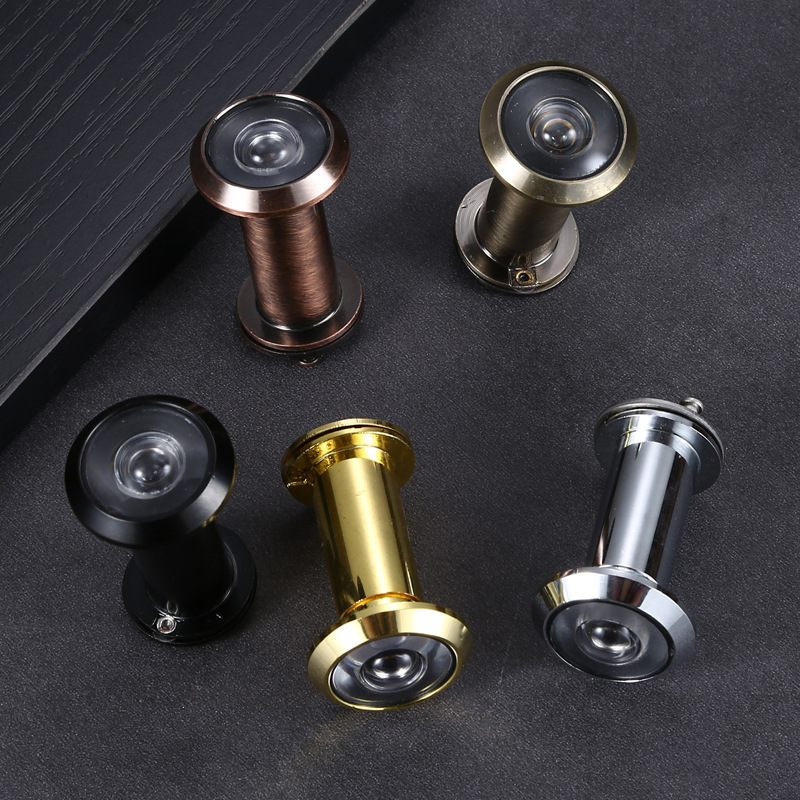 .眼防盗门酒店木门窗配件通用黑色带后盖门眼宾馆可调节高清羊眼