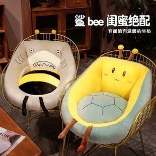 创意恶搞卡通鲨鱼蜜蜂鲨bee乌龟蜜蜂闺蜜坐垫毛绒蒲团地垫可拆洗