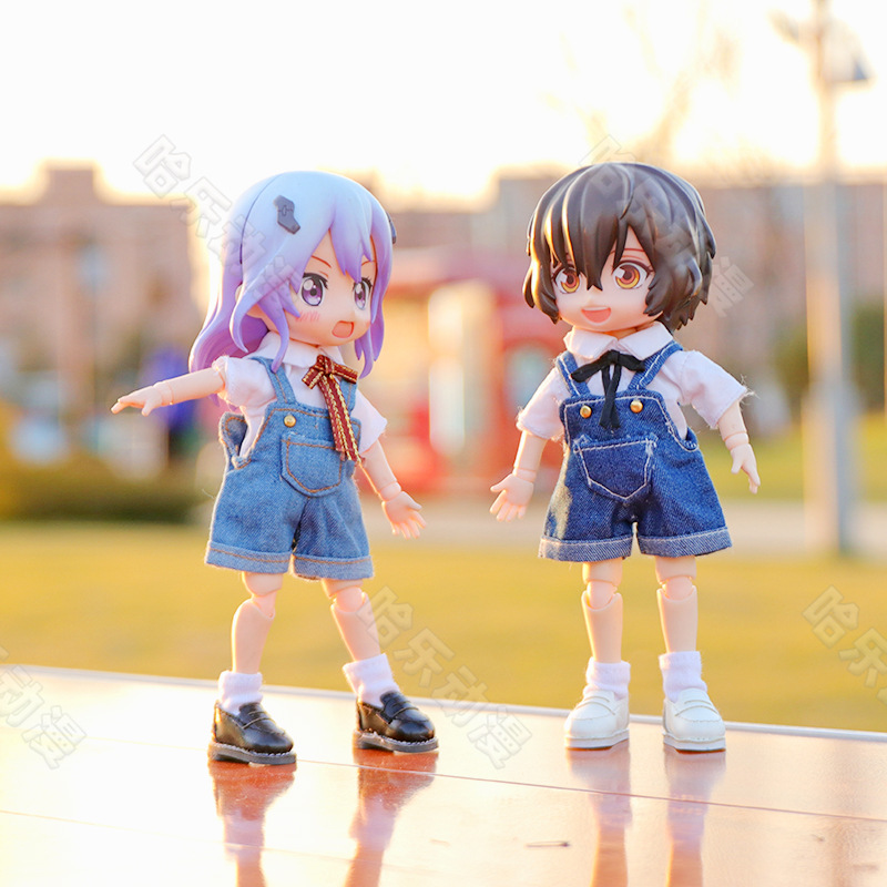 哈乐动漫ob11娃衣背带裤牛仔短裤bjd娃娃配件12分素体可穿gsc现货