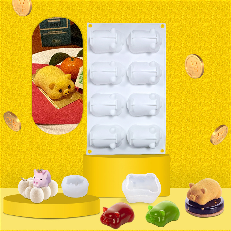 .三信 金猪慕斯硅胶模具DIY蛋糕模冰淇淋立体小猪米糕雪糕磨具
