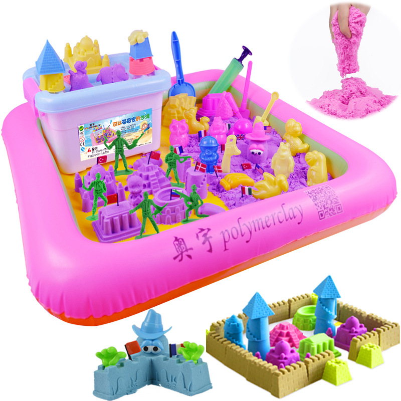 .儿童太空沙动力塑形粘土沙1kg魔力棉花沙高端玻璃玩具沙彩沙套装