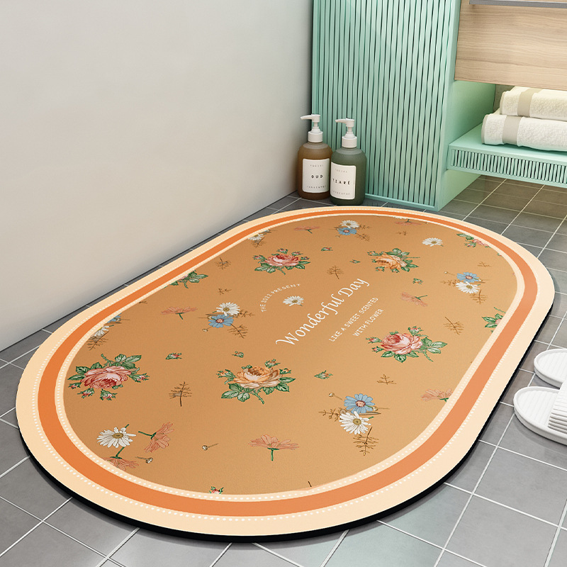 浴室地垫软硅藻泥吸水垫卫生间门口防滑脚垫家用厕所进门地毯门垫