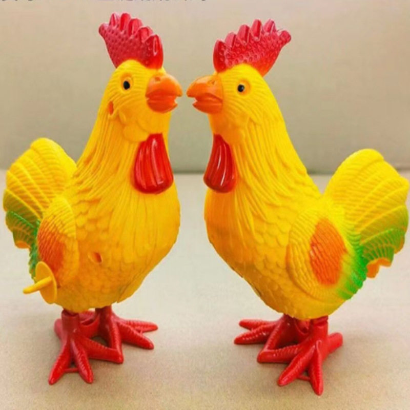 .童上链发条大鸭子80后怀旧上弦跳跳鸭上劲玩具仿真动物地摊货源